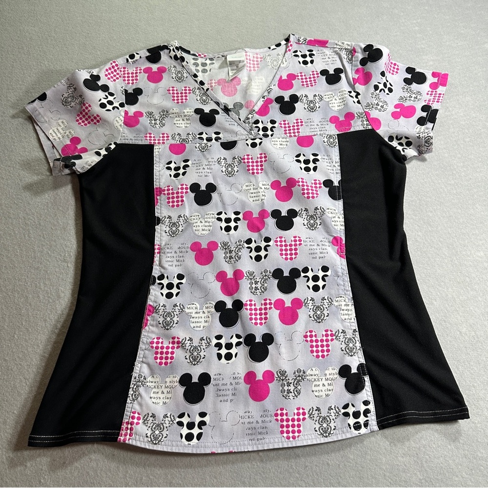 Disney Mickey Mouse Scrub Top Womens Medium Medical Nursing Short Sleeve‎